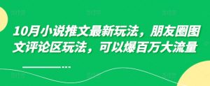 10月小说推文最新玩法,朋友圈图文评论区玩法,可以爆百万大流量 -阳知网创资源库
