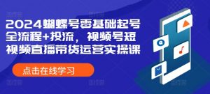 2024蝴蝶号零基础起号全流程+投流,视频号短视频直播带货运营实操课-阳知网创资源库