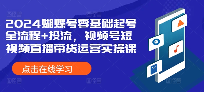 2024蝴蝶号零基础起号全流程+投流,视频号短视频直播带货运营实操课-阳知网创资源库