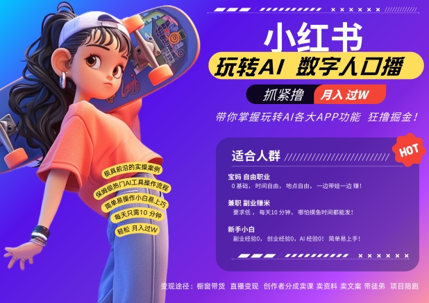 小红书数字人暴力起号,AI改写文案,再也不用费劲录口播,流量火爆月入破W轻松拿捏-阳知网创资源库