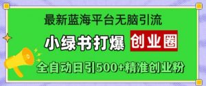 最新蓝海平台无脑引流,小绿书打爆创业圈,全自动日引500+精准创业粉-阳知网创资源库