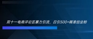双十一电商评论区暴力引流，日引500+精准创业粉【揭秘】-阳知网创资源库