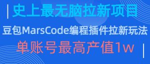 豆包MarsCode编程插件拉新玩法,史上最无脑的拉新项目,单账号最高产值1w-阳知网创资源库