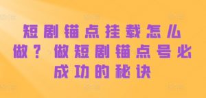 短剧锚点挂载怎么做？做短剧锚点号必成功的秘诀-阳知网创资源库
