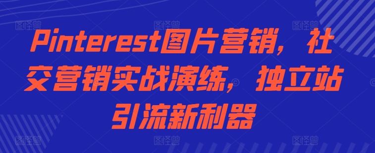 Pinterest图片营销,社交营销实战演练,独立站引流新利器-阳知网创资源库
