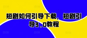 短剧如何引导下载，短剧引导3.0教程-阳知网创资源库