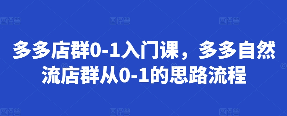 多多店群0-1入门课,多多自然流店群从0-1的思路流程-阳知网创资源库