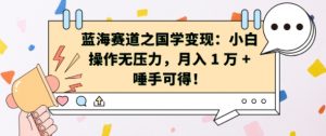 蓝海赛道之国学变现:小白操作无压力,月入 1 W + 唾手可得【揭秘】-阳知网创资源库