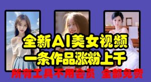 全新AI美女视频,一条作品涨粉上千,所有工具不用会员,全部免费-阳知网创资源库