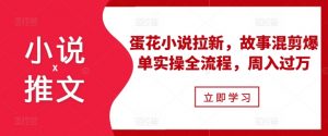 小说推文之蛋花小说拉新,故事混剪爆单实操全流程,周入过万-阳知网创资源库