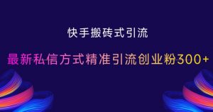 快手搬砖式引流,最新私信方式精准引流创业粉300+-阳知网创资源库