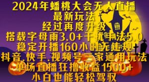 2024年蟠桃大会无人直播最新玩法，稳定开播160小时无违规，抖音、快手、视频号三家通用玩法【揭秘】-阳知网创资源库