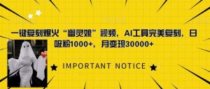一键复刻爆火“幽灵娘”视频,AI工具完美复刻,日吸粉1000+,月变现过W-阳知网创资源库