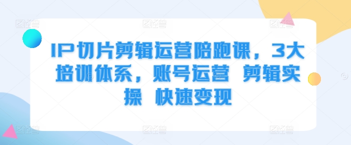 IP切片剪辑运营陪跑课,3大培训体系,账号运营 剪辑实操 快速变现-阳知网创资源库