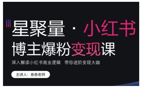 小红书博主爆粉变现课,深入解读小红书商业逻辑,带你进阶变现大咖-阳知网创资源库