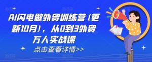 AI闪电做外贸训练营(更新11月),从0到3外贸万人实战课-阳知网创资源库
