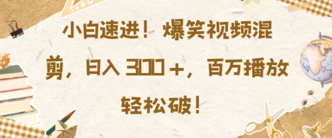 小白速进，爆笑视频混剪，日入3张，百万播放轻松破【揭秘】-阳知网创资源库
