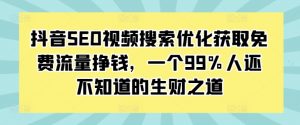 抖音SEO视频搜索优化获取免费流量挣钱,一个99%人还不知道的生财之道-阳知网创资源库