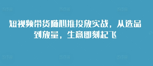 短视频带货随心推投放实战,从选品到放量,生意即刻起飞-阳知网创资源库