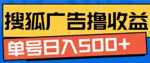 搜狐视频广告全自动撸收益,单号日入5张【揭秘】-阳知网创资源库