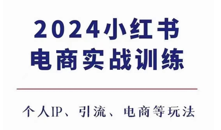 2024小红书电商3.0实战训练,包含个人IP、引流、电商等玩法-阳知网创资源库