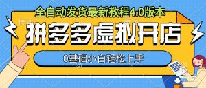 拼多多虚拟开店,全自动发货最新教程4.0版本,0基础小自轻松上手-阳知网创资源库