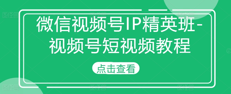 微信视频号IP精英班-视频号短视频教程-阳知网创资源库