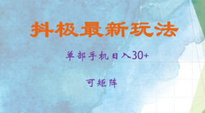 抖极单部日入30+,可矩阵操作,当日见收益【揭秘】-阳知网创资源库