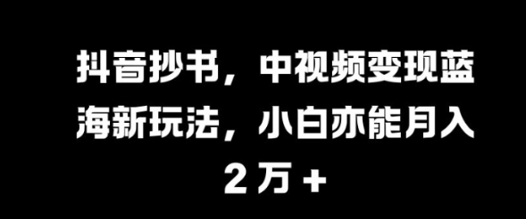 抖音抄书,中视频变现蓝海新玩法,小白亦能月入 过W【揭秘】-阳知网创资源库