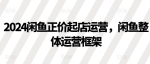 2024闲鱼正价起店运营，闲鱼整体运营框架-阳知网创资源库