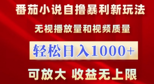 番茄小说自撸暴利新玩法,无视播放量,轻松日入1k,可放大,收益无上限【揭秘】-阳知网创资源库
