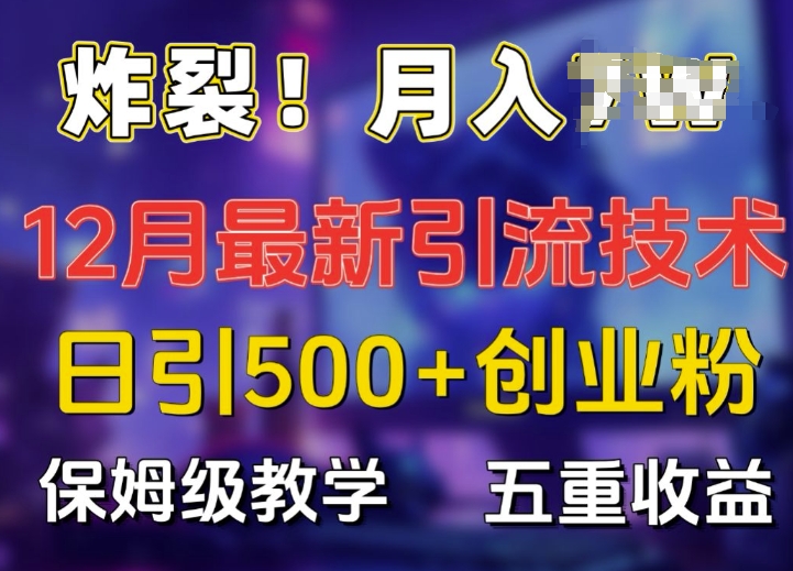 炸裂!揭秘12月最新日引流500+精准创业粉,多重收益保姆级教学-阳知网创资源库