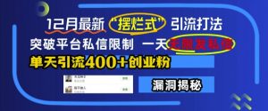 12月最新“摆烂式”引流打法,突破平台私信限制,一天无限发私信,单天引流400+创业粉-阳知网创资源库