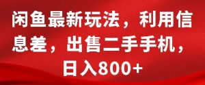闲鱼最新玩法,利用信息差,出售二手手机,日入8张【揭秘】-阳知网创资源库