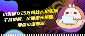 小说推文25万粉丝大佬实操干货讲解,全面毫无保留,帮你少走弯路-阳知网创资源库