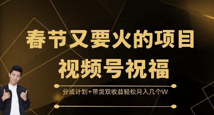 春节又要火的项目视频号祝福，分成计划+带货双收益，轻松月入几个W【揭秘】-阳知网创资源库