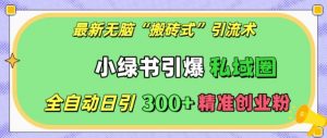 最新无脑“搬砖式”引流术,小绿书引爆私域圈,全自动日引300+精准创业粉【揭秘】-阳知网创资源库