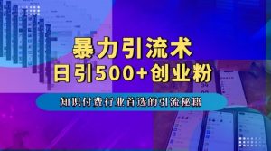 暴力引流术,专业知识付费行业首选的引流秘籍,一天暴流500+创业粉,五个手机流量接不完!-阳知网创资源库