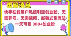 快手最新引流创业粉方法，无需养号、无需视频、搬砖式引流法【揭秘】-阳知网创资源库