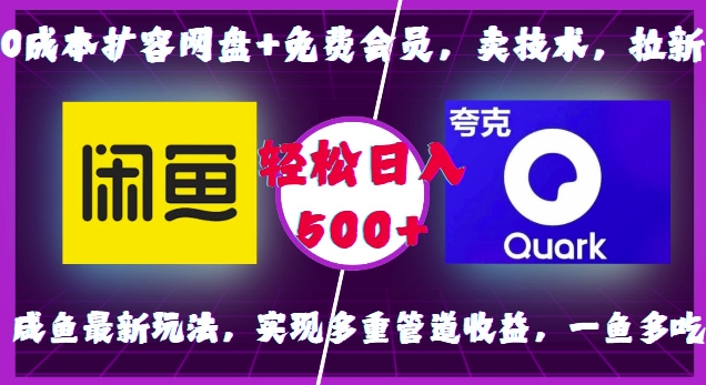 0成本扩容网盘+免费会员,卖技术,拉新,咸鱼最新玩法,实现多重管道收益,一鱼多吃,轻松日入500+-阳知网创资源库