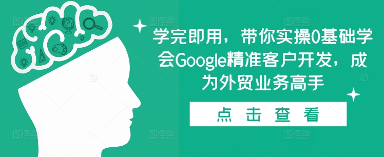 学完即用,带你实操0基础学会Google精准客户开发,成为外贸业务高手-阳知网创资源库