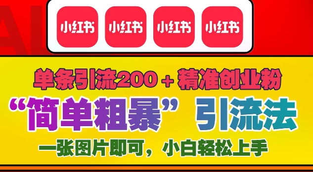 12月底小红书”简单粗暴“引流法,单条引流200+精准创业粉-阳知网创资源库