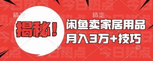 闲鱼卖家居用品月入过W+最新技巧闲鱼最新零基础教学,新手当天上手【揭秘】-阳知网创资源库