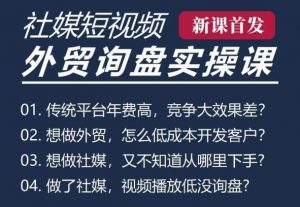 五大社媒·短视频获客线上课(TK/INS/FB/YTB/视频号),B2B外贸工厂短视频线上班-阳知网创资源库
