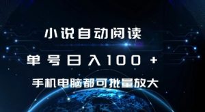 小说自动阅读 单号日入100+ 手机电脑都可 批量放大操作【揭秘】-阳知网创资源库