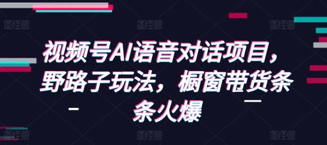 视频号AI语音对话项目,野路子玩法,橱窗带货条条火爆-阳知网创资源库