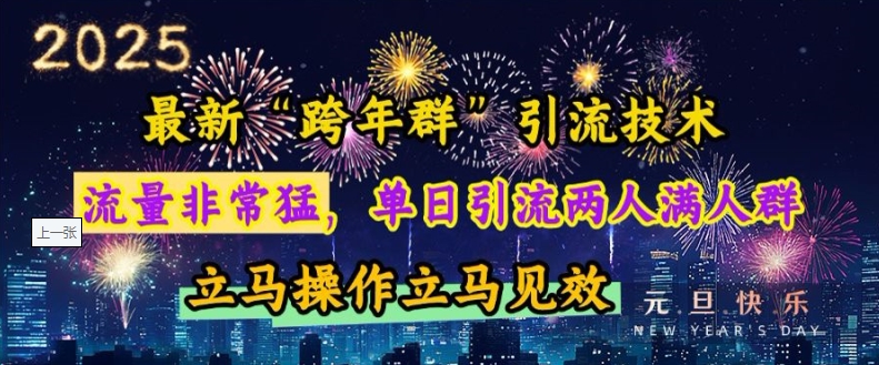 最新“跨年群”引流,流量非常猛,单日引流两人满人群,立马操作立马见效【揭秘】-阳知网创资源库