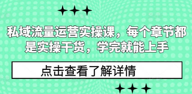 私域流量运营实操课,每个章节都是实操干货,学完就能上手-阳知网创资源库