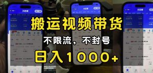 “小白必看”搬运视频带货玩法,不限流,不封号,纯自然流,日入1k-阳知网创资源库