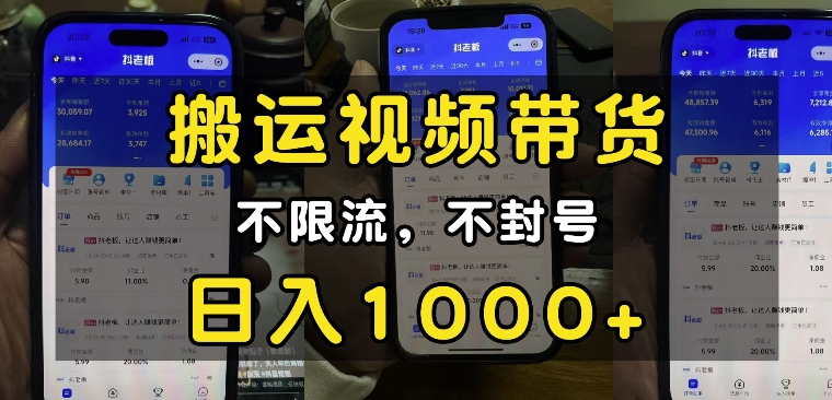 “小白必看”搬运视频带货玩法,不限流,不封号,纯自然流,日入1k-阳知网创资源库